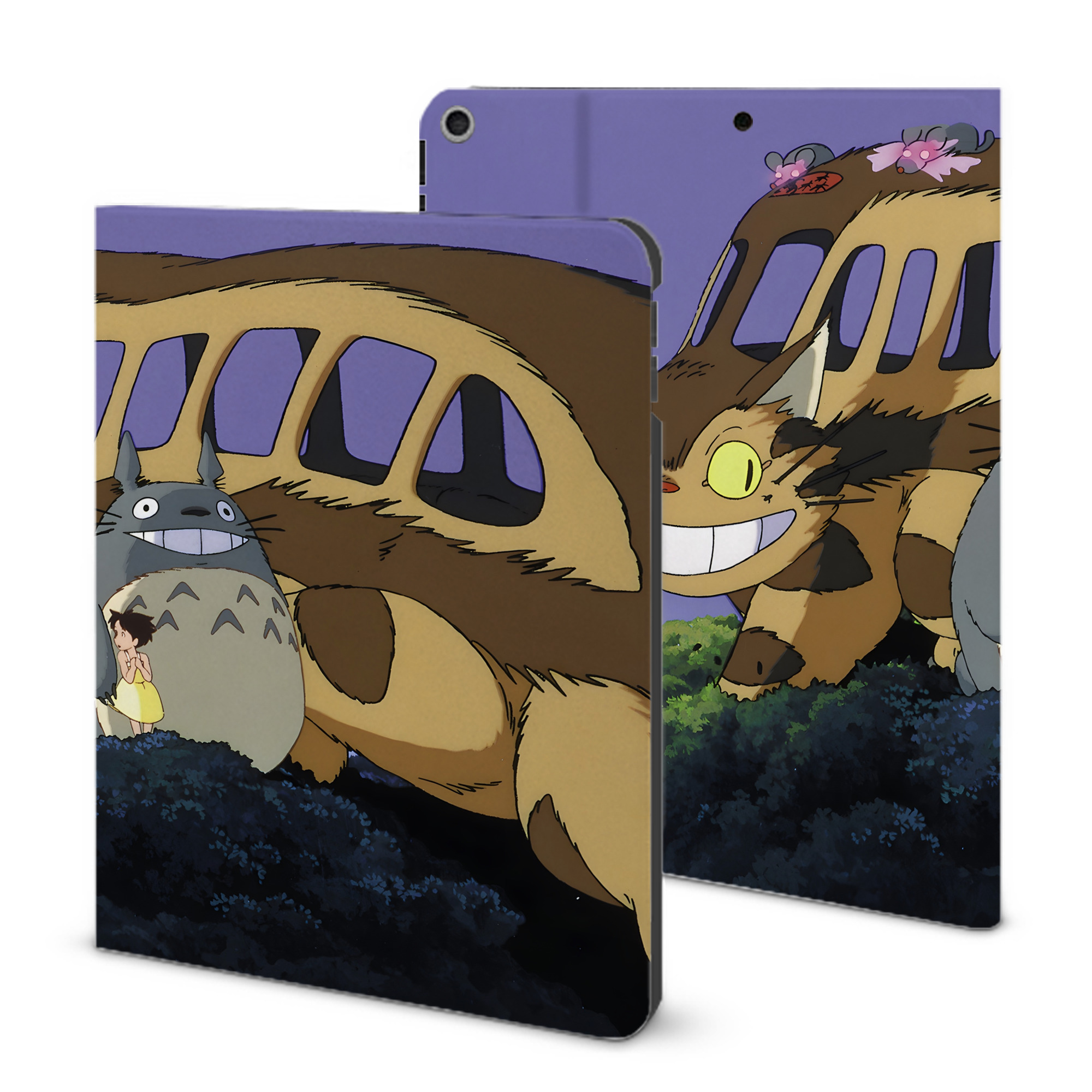 （画像用） となりのトトロ 草壁メイ 草壁サツキ My Neighbor Totoro Satsuki Kusakabe Mei Kusakabe IPad ケース ブック型 PUレザー TPU 耐衝撃 軽量 薄型 ペン収納なし 全面保護 IPad 各モデル対応